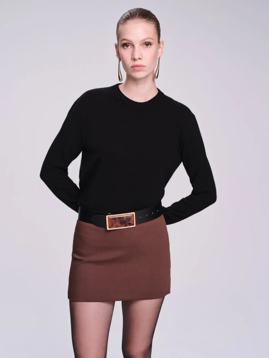 0 Cashmere Long Sleeve Crew Neck Black Knitwear