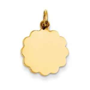 .027 Gauge Engravable Scalloped Disc Charm in 14k Gold