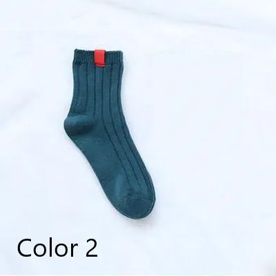 1 Pair Warm Women Socks Ribbed Cuff with  Spandex Fit