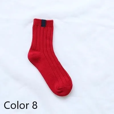 1 Pair Warm Women Socks Ribbed Cuff with  Spandex Fit