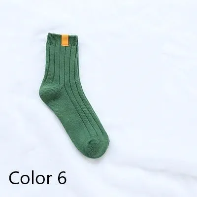 1 Pair Warm Women Socks Ribbed Cuff with  Spandex Fit