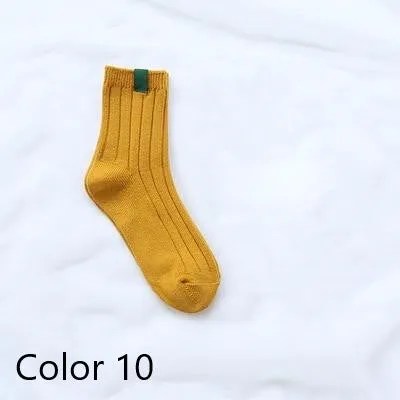 1 Pair Warm Women Socks Ribbed Cuff with  Spandex Fit