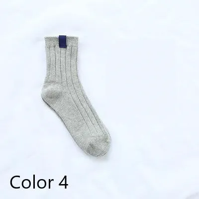 1 Pair Warm Women Socks Ribbed Cuff with  Spandex Fit