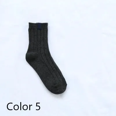 1 Pair Warm Women Socks Ribbed Cuff with  Spandex Fit