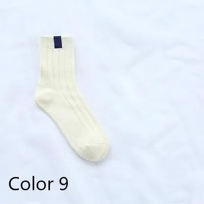 1 Pair Warm Women Socks Ribbed Cuff with  Spandex Fit