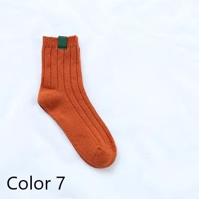 1 Pair Warm Women Socks Ribbed Cuff with  Spandex Fit