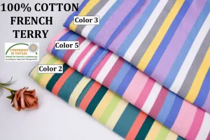 100% Cotton French Terry Yarn Dyed Stripes Fabric - S1042