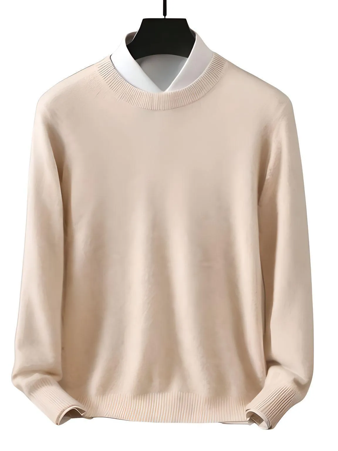 100% Pure Mink Men's Cashmere Sweaters Pullovers Long Sleeve High-End Jumpers Mink