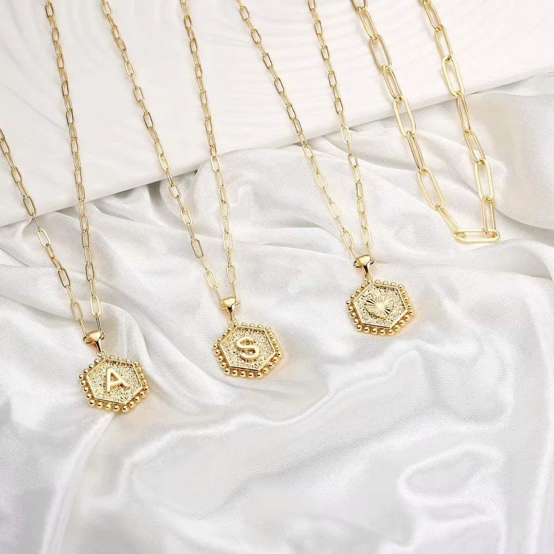 14K Gold Plated Paper Clip Chain Simple and Delicate Layered Initial Necklace