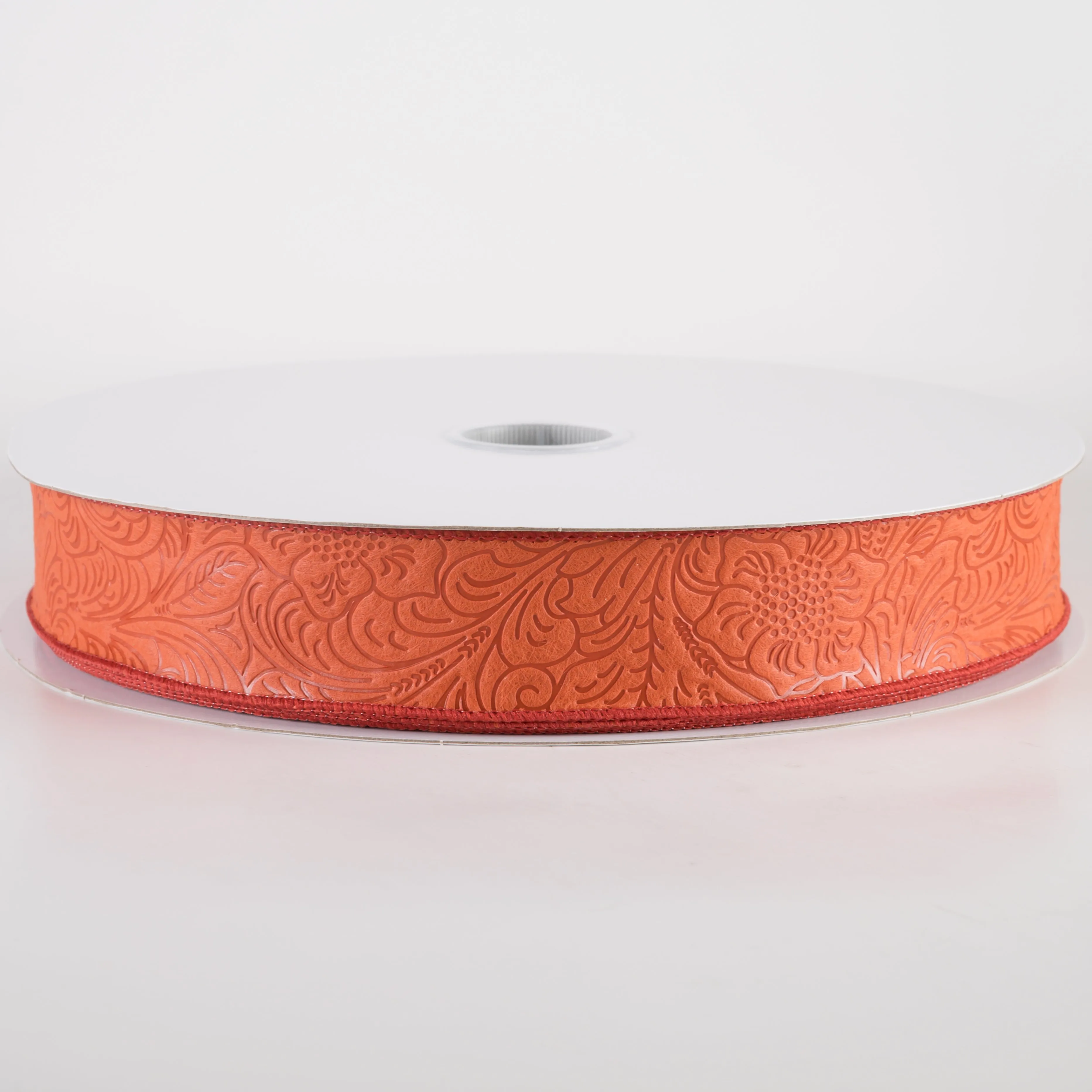 1.5" Embossed Flower Breeze Ribbon: Rust (50 Yards)