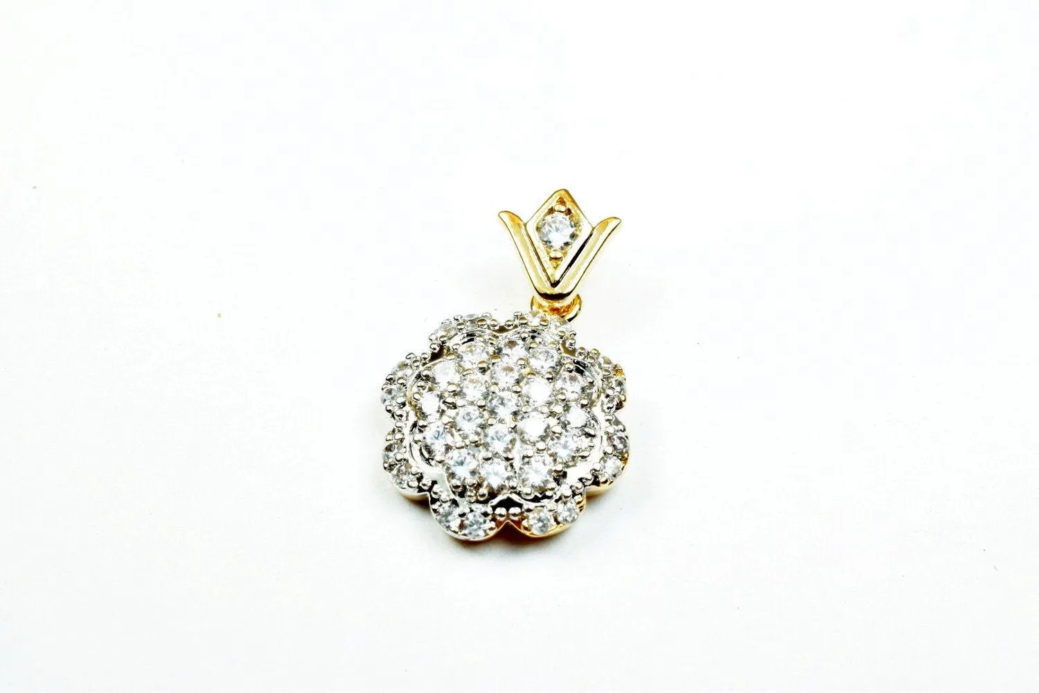 18k as gold filled* rhinestone cz cubic zirconia flower pendant size 18x14.5mm pendant charm for necklace jewelry making gp149