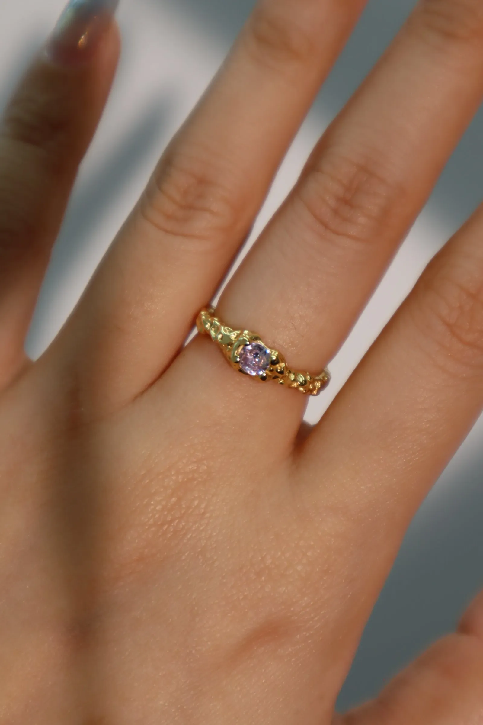 18K Gold Vermeil Purple Gem Layering Ring