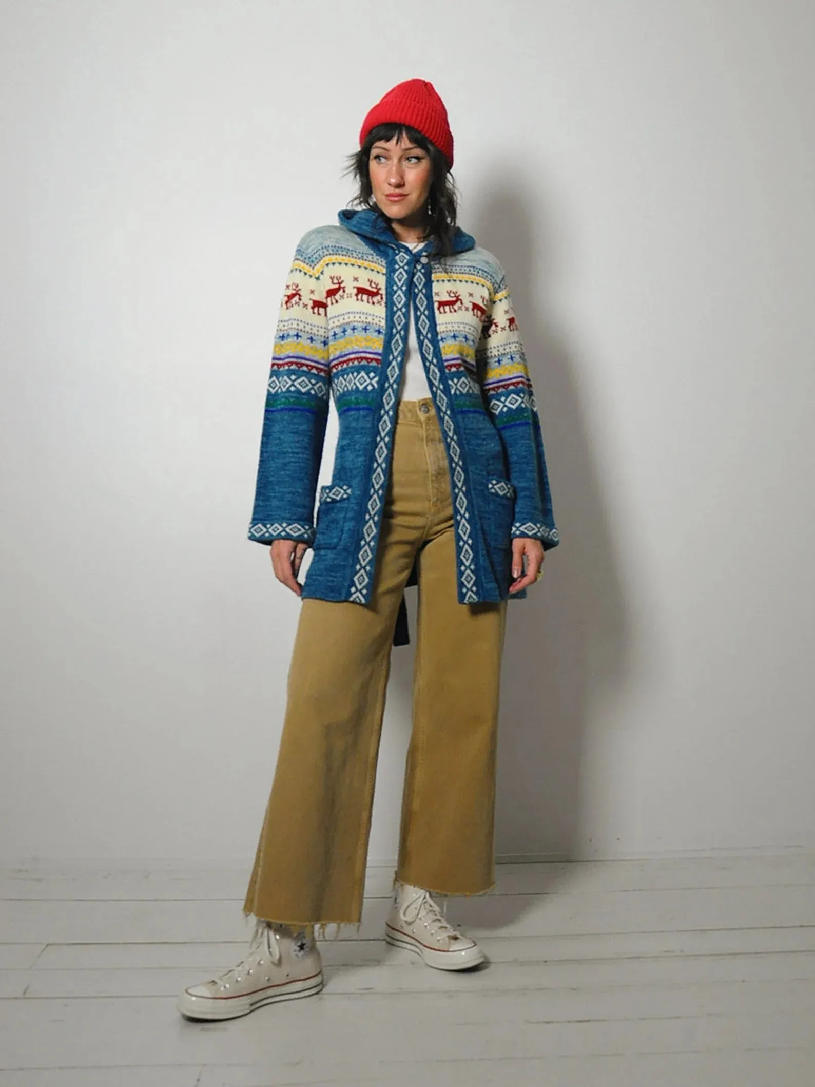 1970's Nordic Hooded Ski Sweater