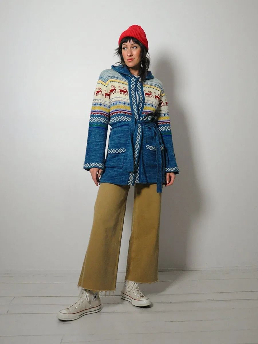 1970's Nordic Hooded Ski Sweater