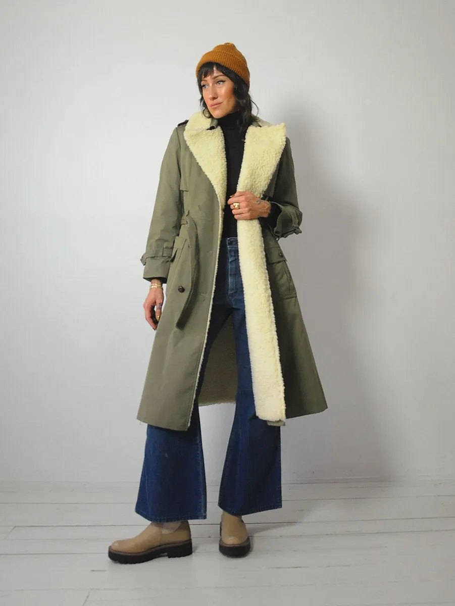 1970's Sherpa Lined Trench Coat