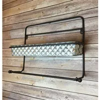 20" Quilted Metal Wall Planter in Galvanized | XJE