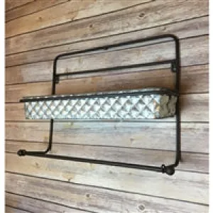 20" Quilted Metal Wall Planter in Galvanized | XJE