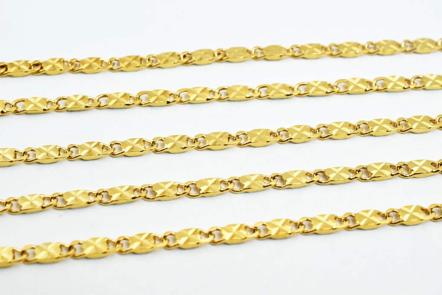 2.5mm 18K Gold Plated* tarnish resistant Chain Sold by Foot For Jewelry Making GFC075