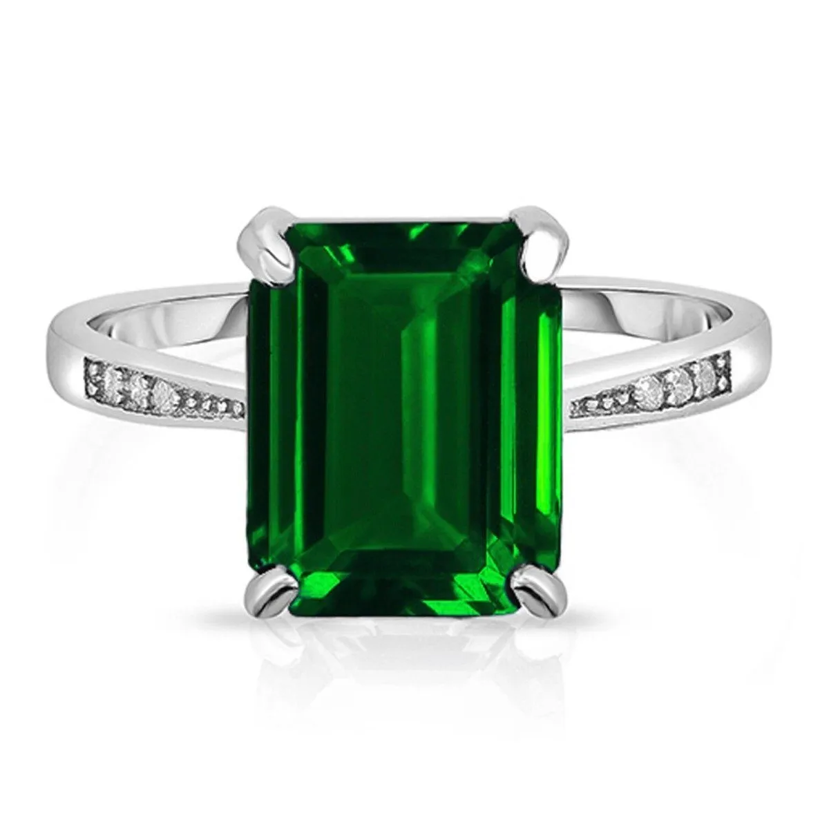 4.00 CTTW Genuine Emerald Sterling Silver Ring - Assorted Sizes