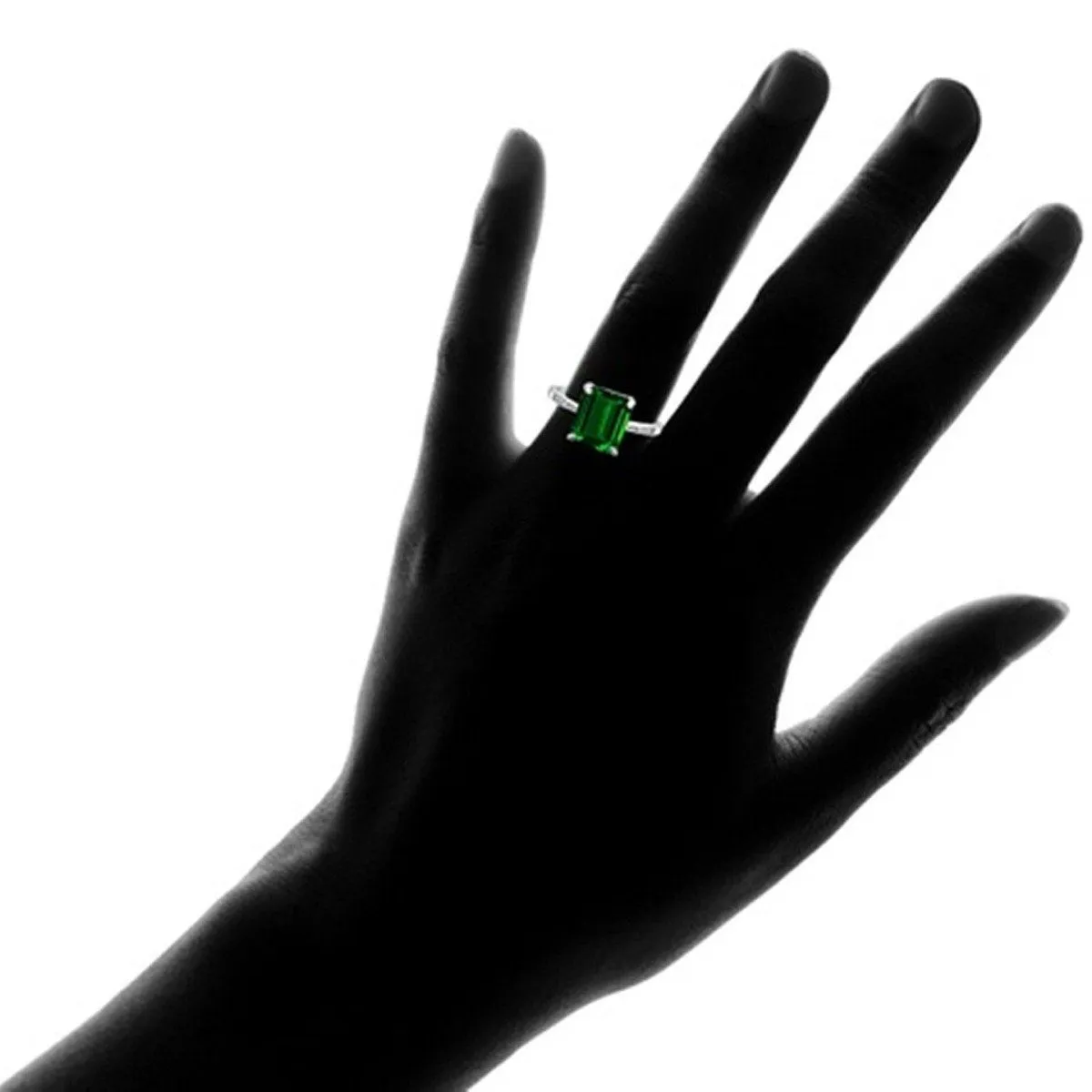 4.00 CTTW Genuine Emerald Sterling Silver Ring - Assorted Sizes