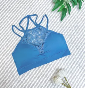 #608 High Neck Lace Bralette (Titanium)