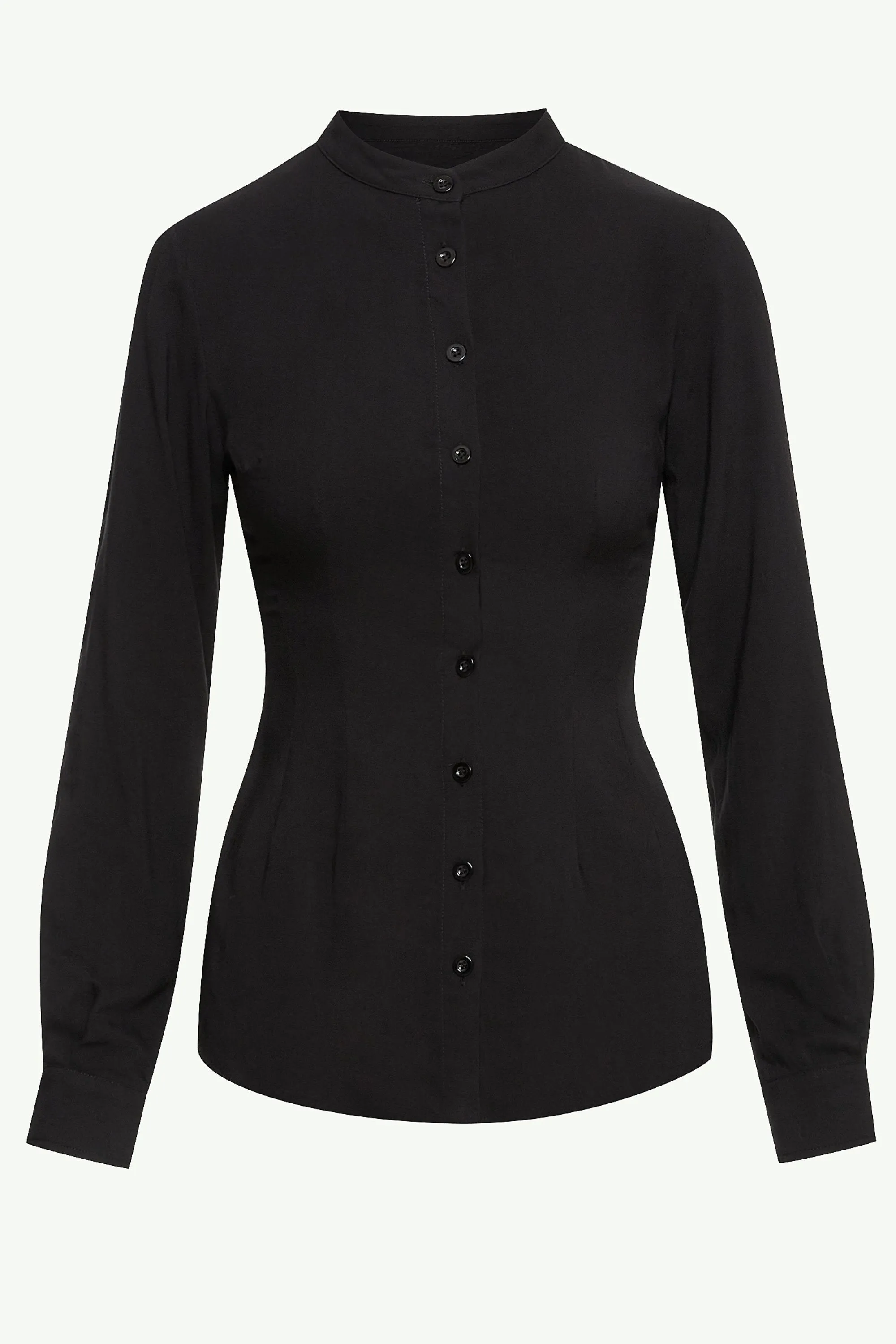 Adina Fitted Button Down Top - Black