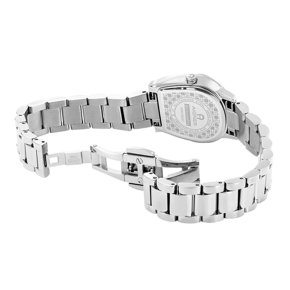 Aigner Alessandria Ladies White MOP Dial Stainless Steel Silver Watch