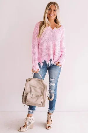 Always Fashionably Late Knitted Hoodie In Pink