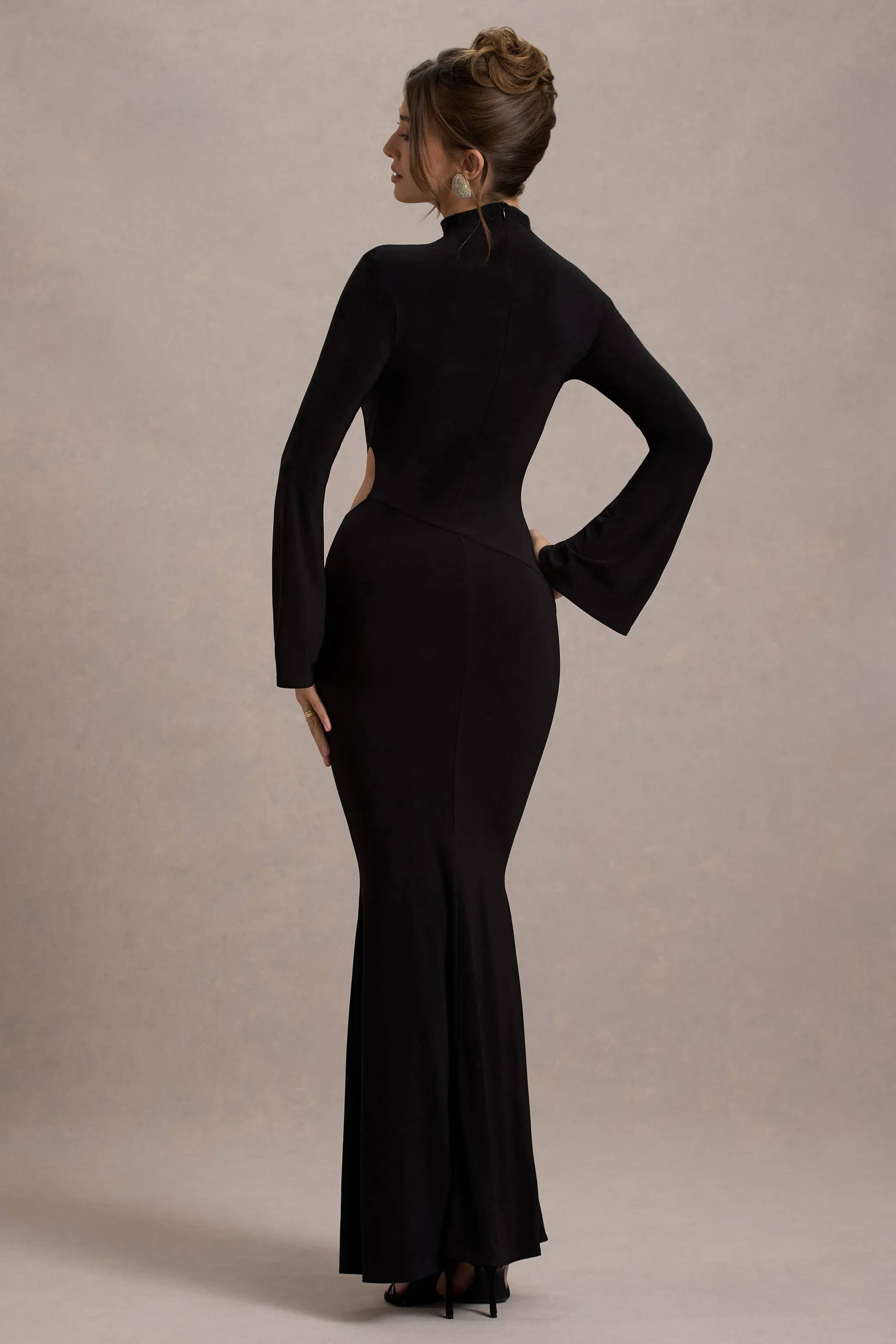 Anderson | Black High-Neck Cut-Out Maxi Dress