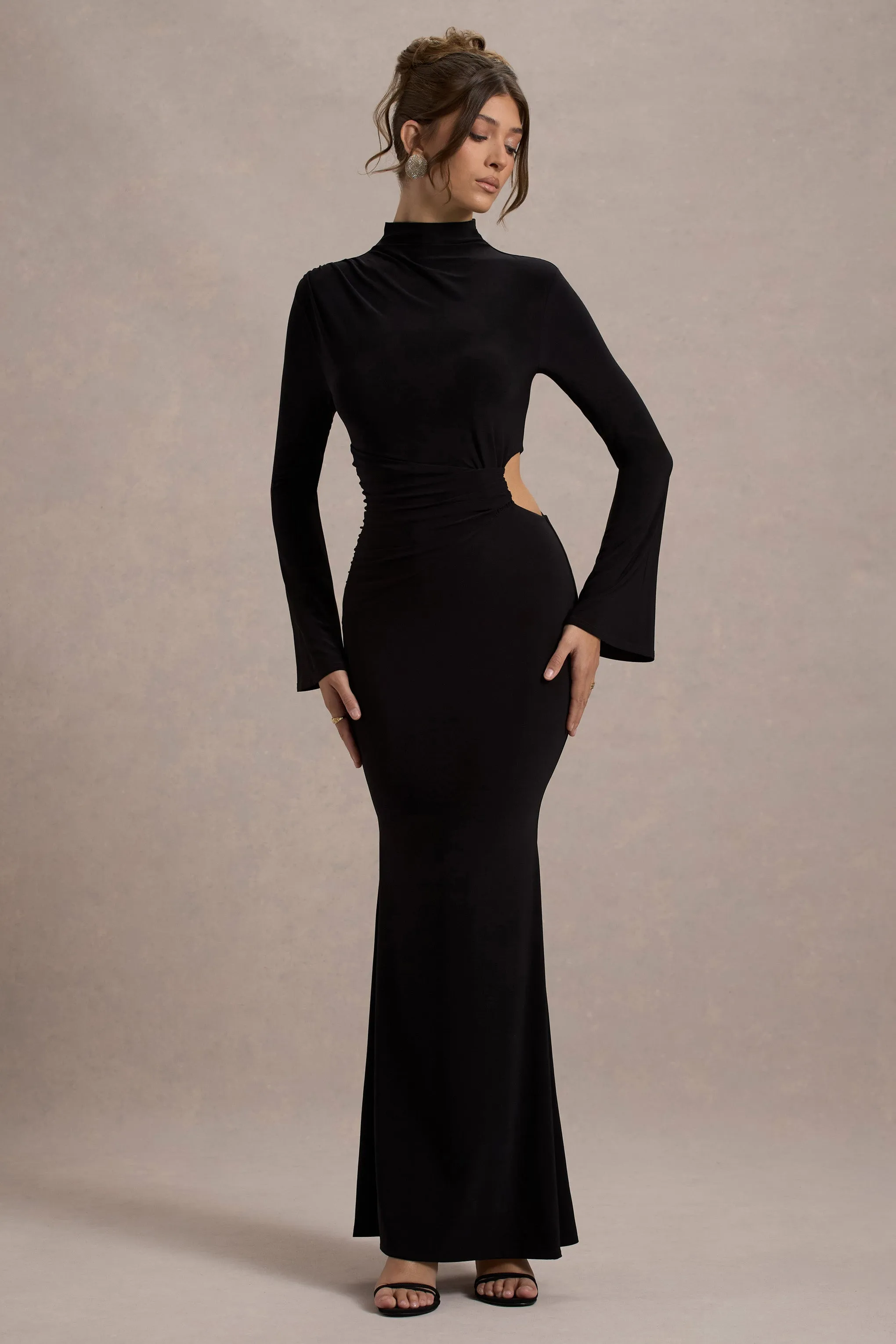 Anderson | Black High-Neck Cut-Out Maxi Dress