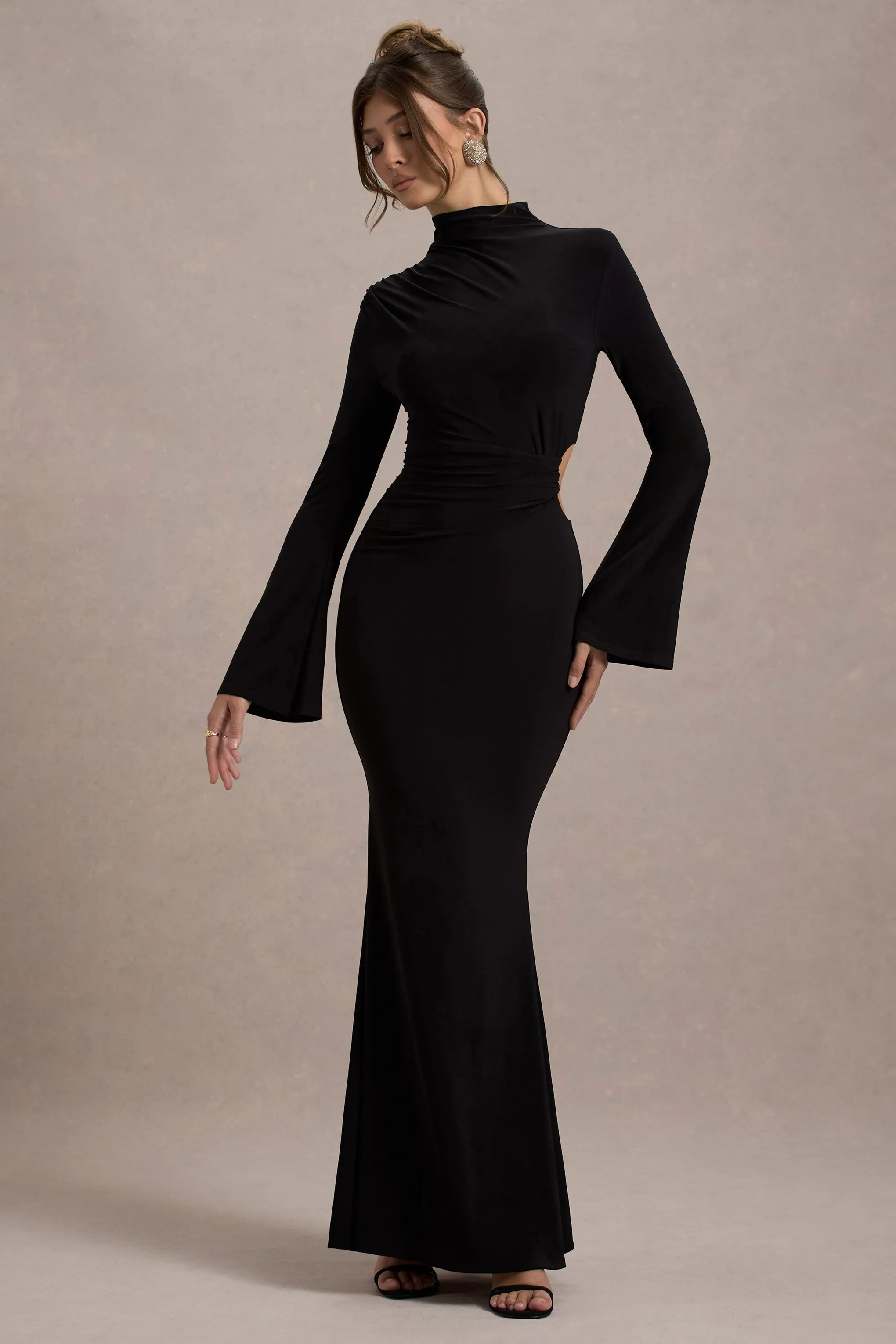 Anderson | Black High-Neck Cut-Out Maxi Dress