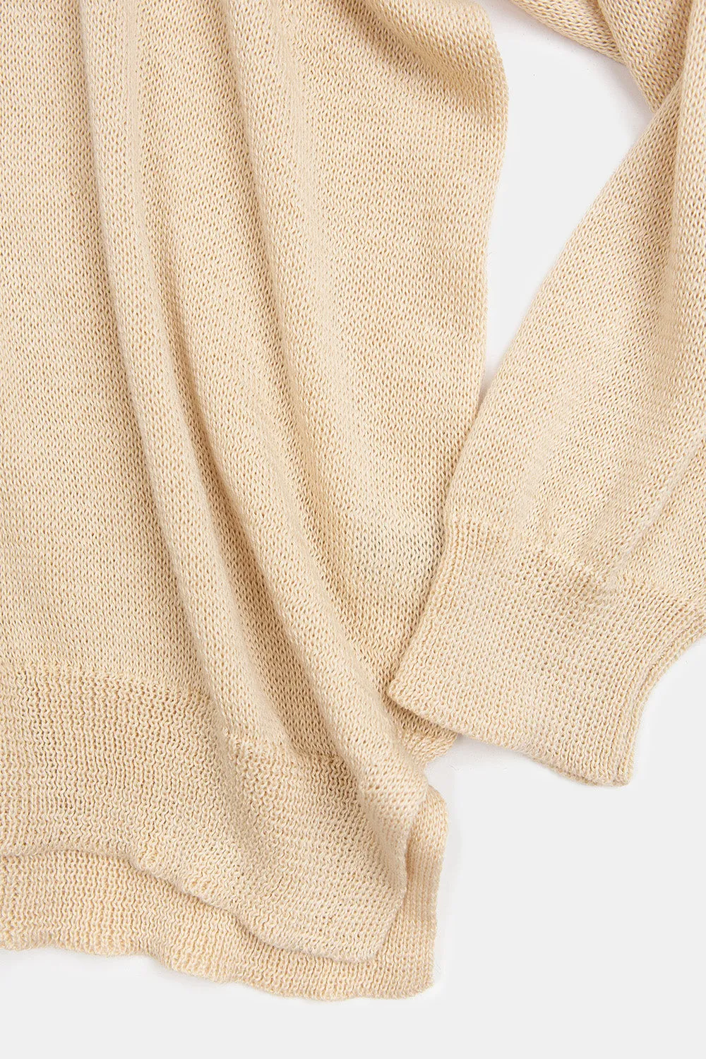 Anna Pima Cotton V Neck Pullover in Natural