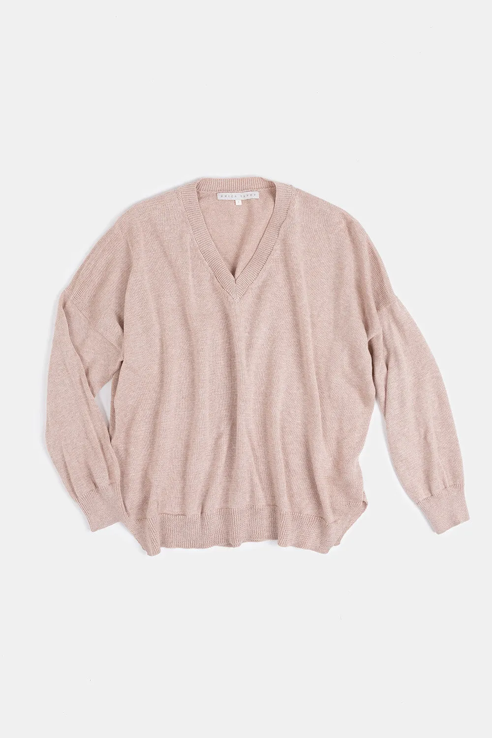 Anna Pima Cotton V Neck Pullover in Twig