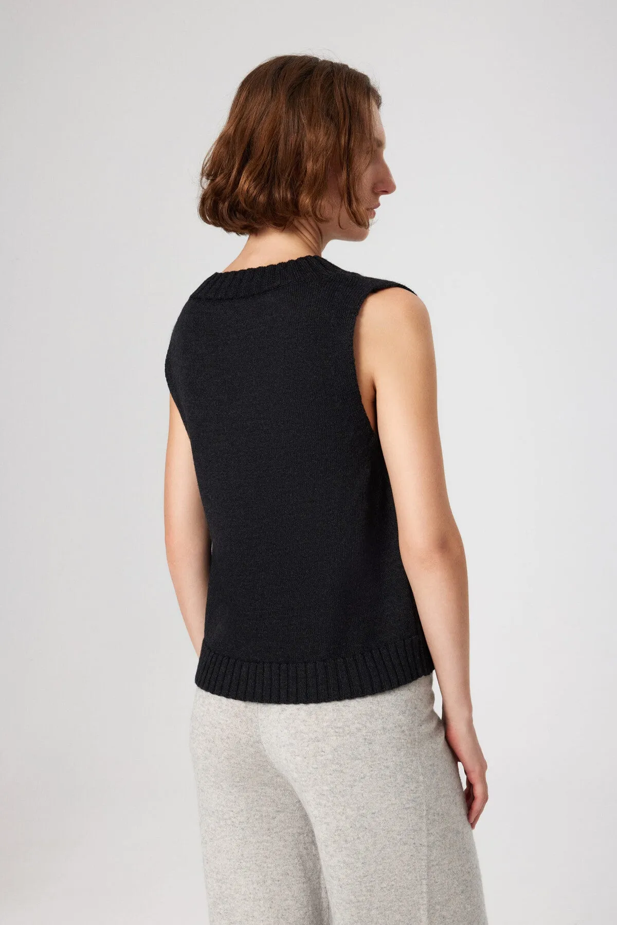 Anthracite V Neck Knitwear Women's Sweater