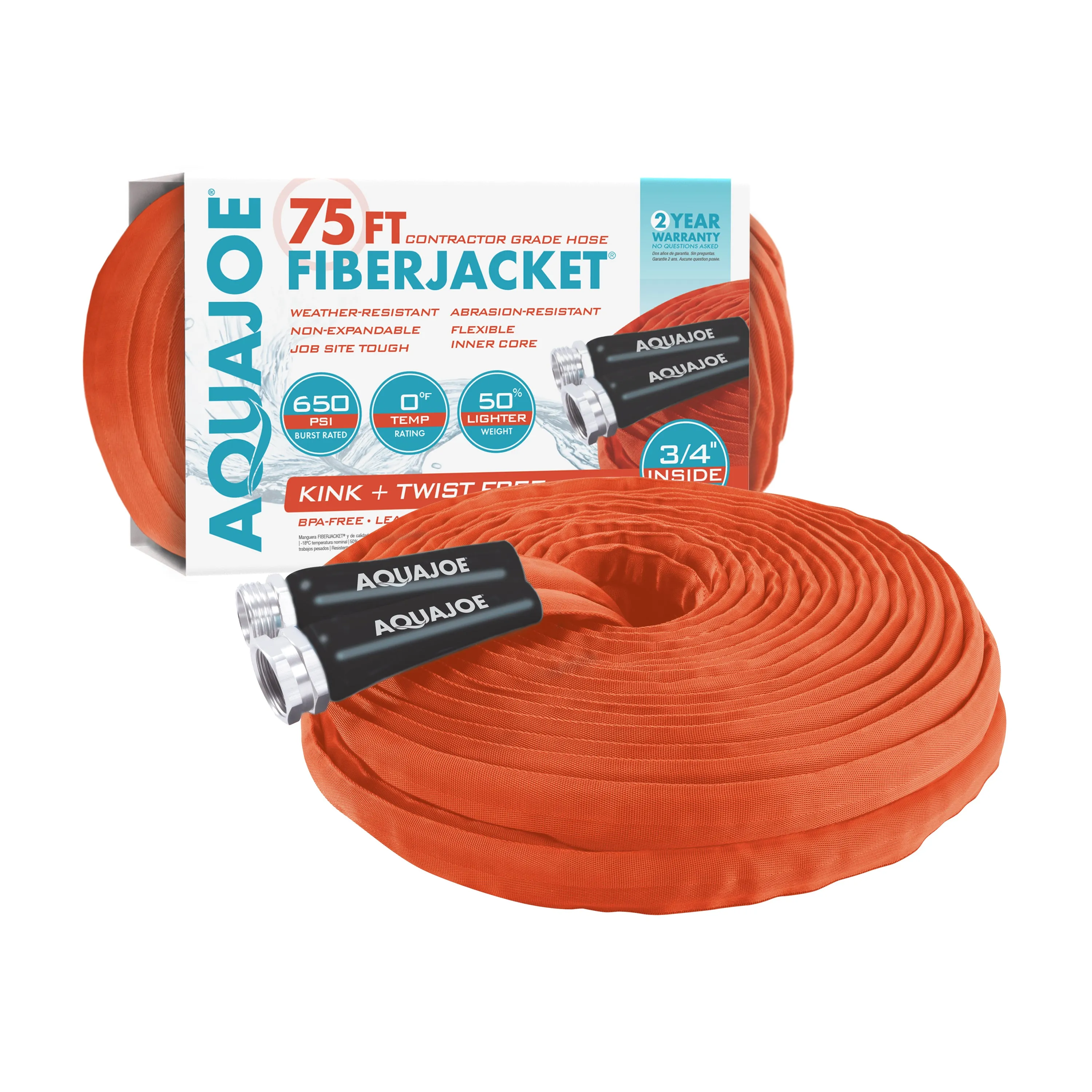 Aqua Joe Contractor Hose Bundle | Includes 75ft Contractor Grade Hose   Mini Oscillating Sprinkler