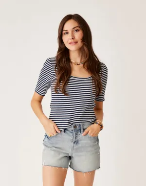 Asher Rib Top: Navy Stripe