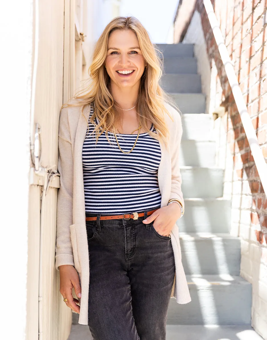 Asher Rib Top: Navy Stripe