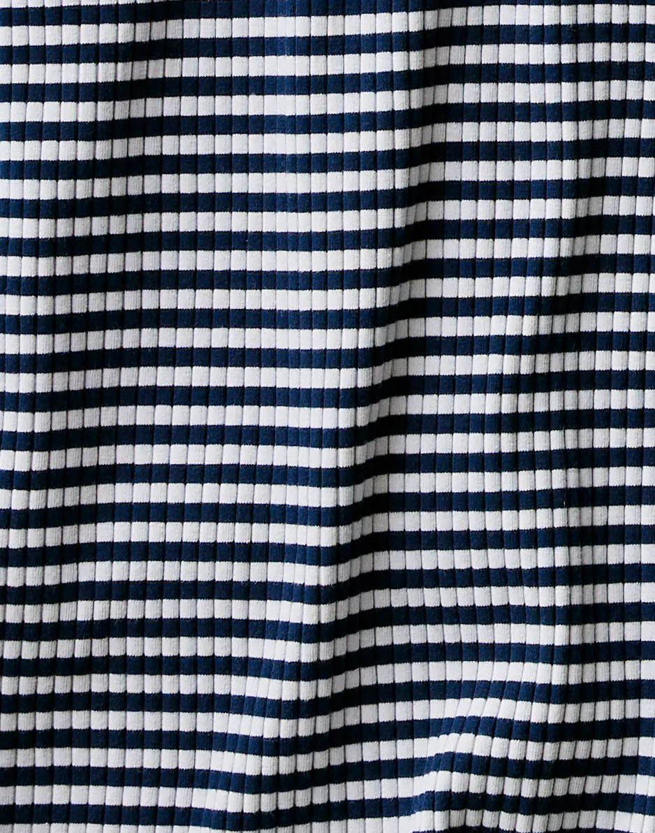 Asher Rib Top: Navy Stripe