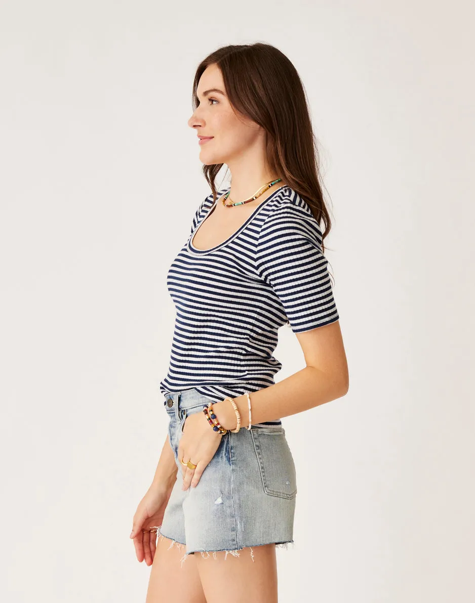 Asher Rib Top: Navy Stripe