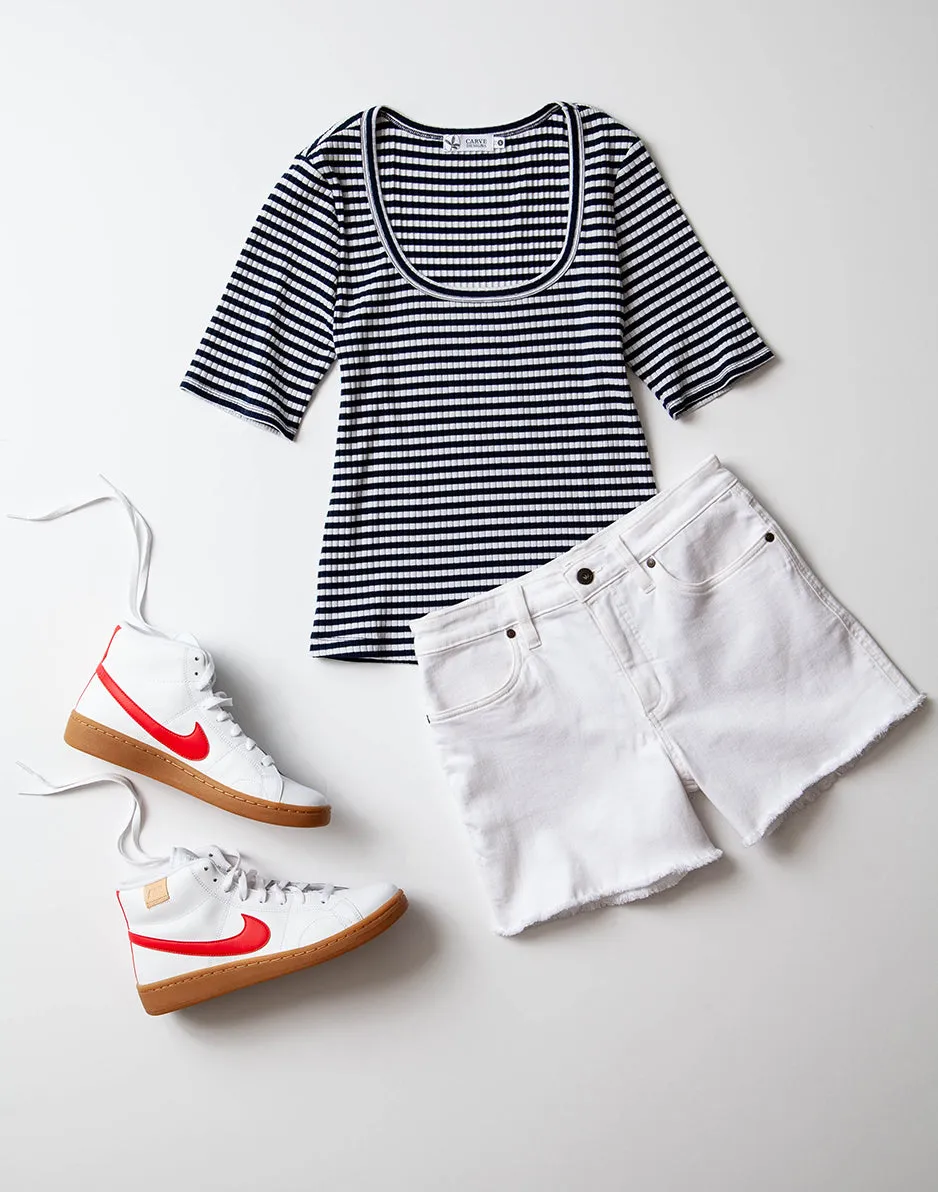 Asher Rib Top: Navy Stripe