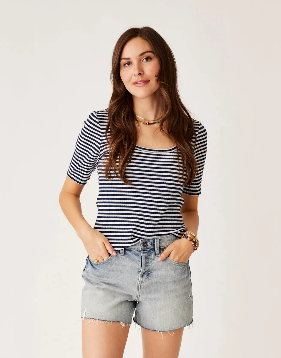 Asher Rib Top: Navy Stripe