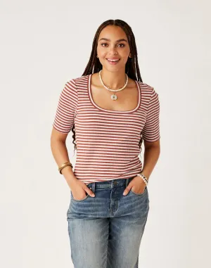 Asher Rib Top: Penny Stripe