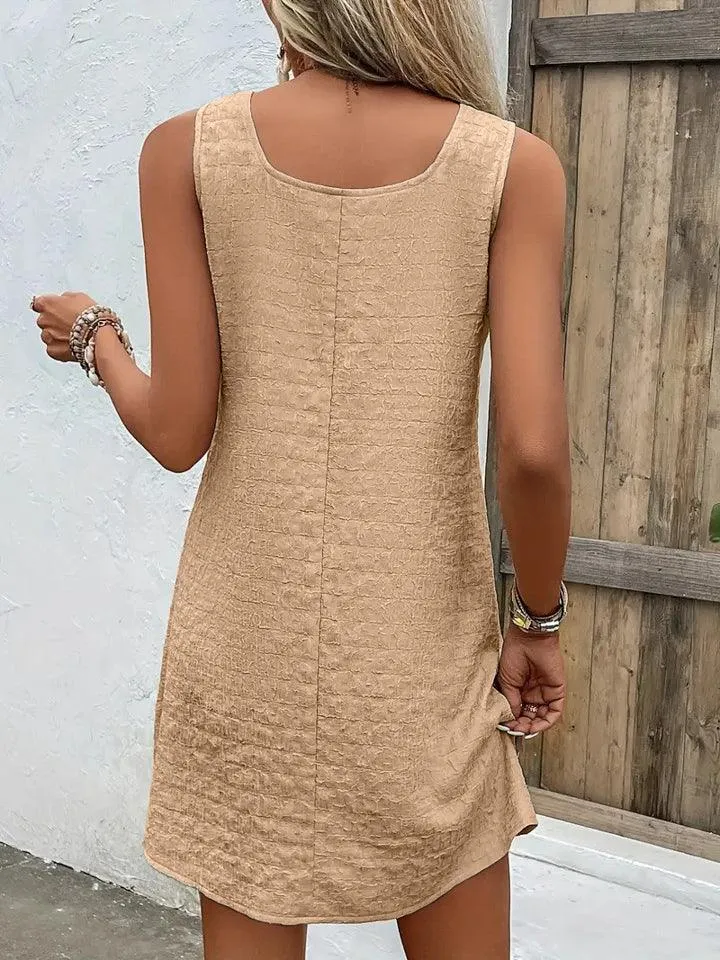 Asymmetrical Neck Sleeveless Dress