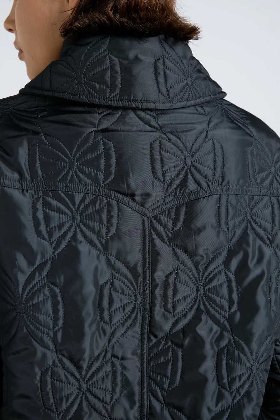 aubrey quilted coat- black bows