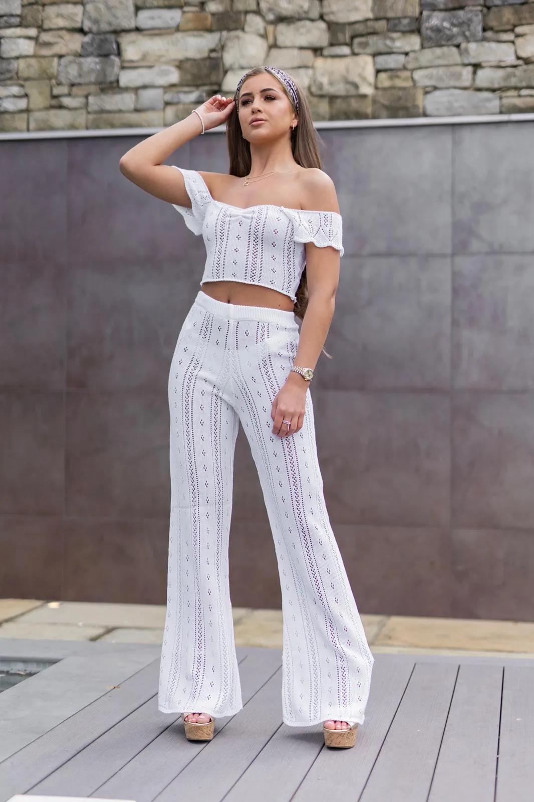 'AYLA' Knitted Co ord Crop top white - CTJ009