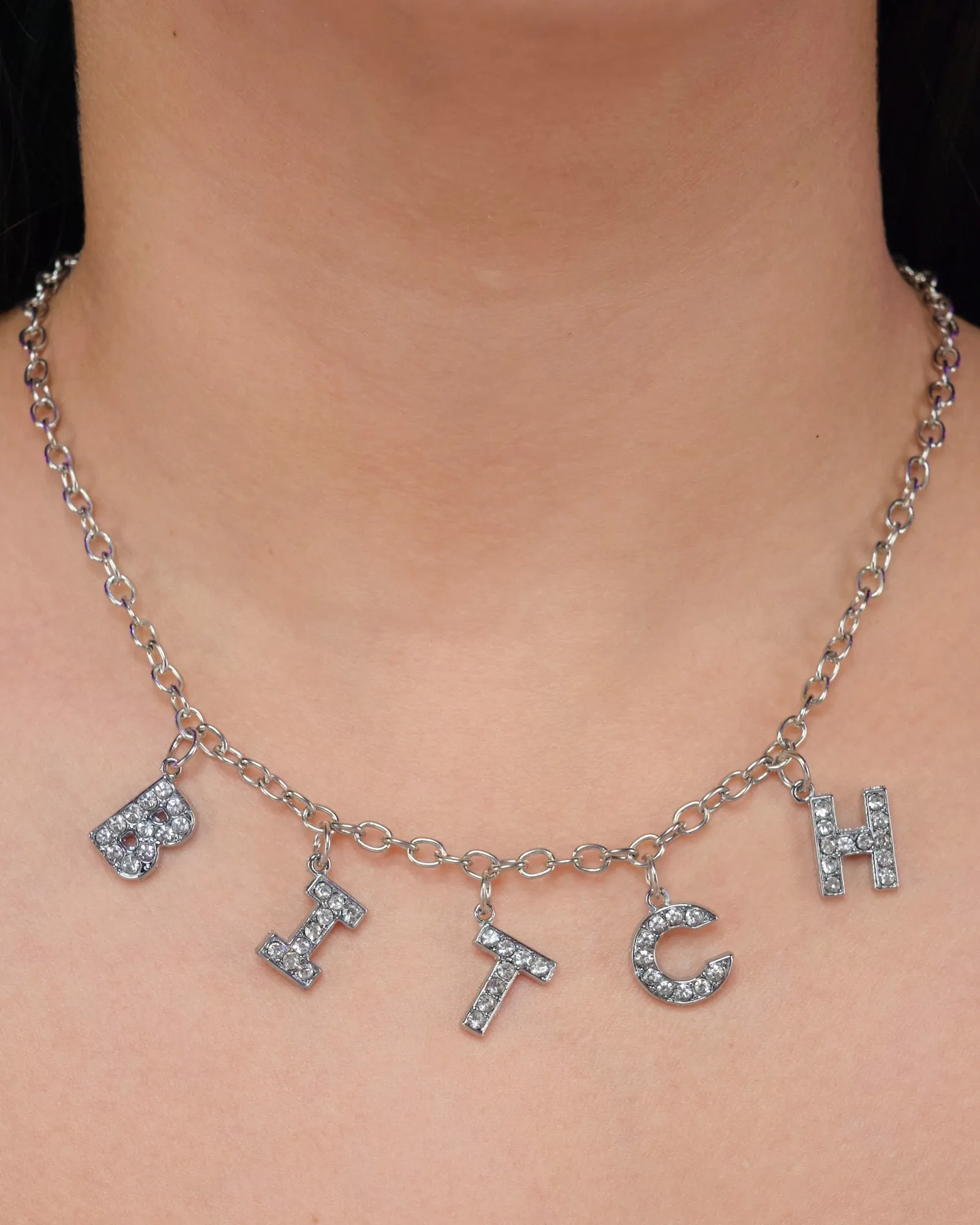 B-I-T-C-H Rhinestone Necklace