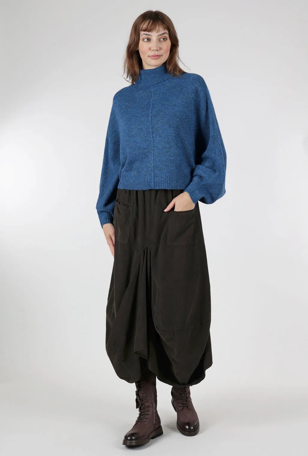 Batwing Sweater Poncho, Peacock Blue