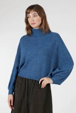 Batwing Sweater Poncho, Peacock Blue