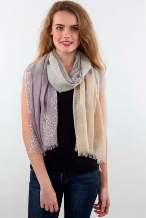 Beige Mauve Grey Contemporary Silk Cashmere Scarf