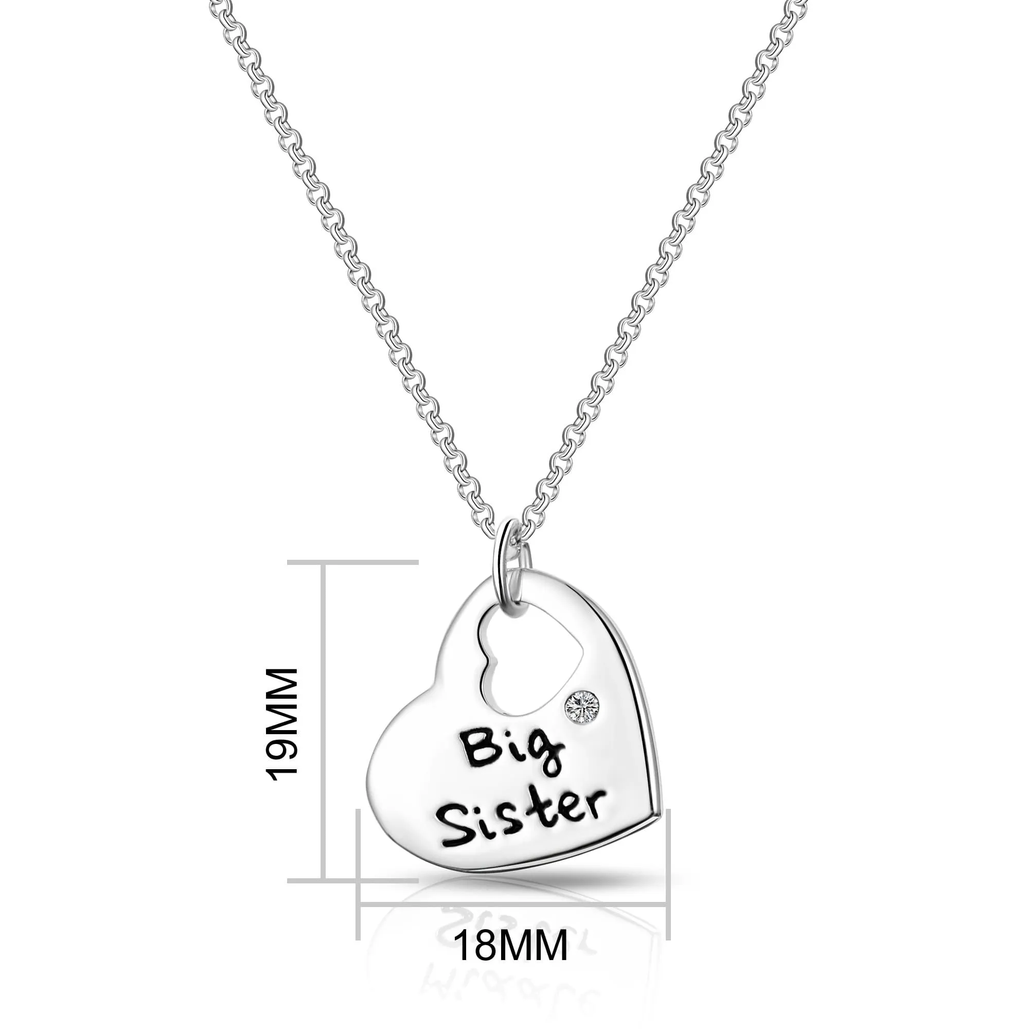 Big Sister Heart Necklace with Quote Card Created with Zircondia® Crystals